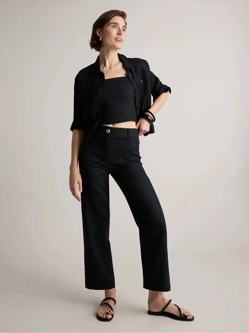 Quince 100% European Linen Patch Pocket Wide Leg Pants 6